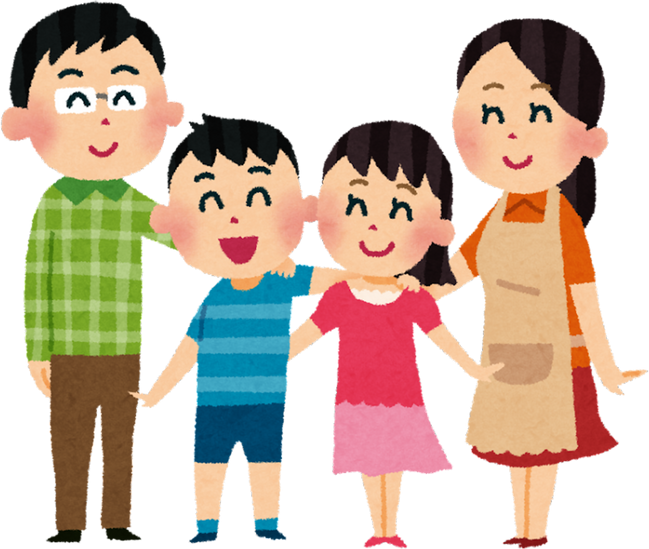 Illustration of a Standing Happy Family